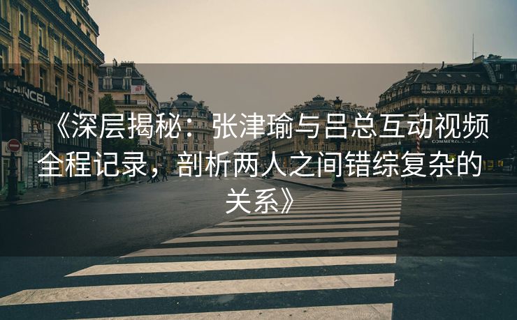 《深层揭秘：张津瑜与吕总互动视频全程记录，剖析两人之间错综复杂的关系》