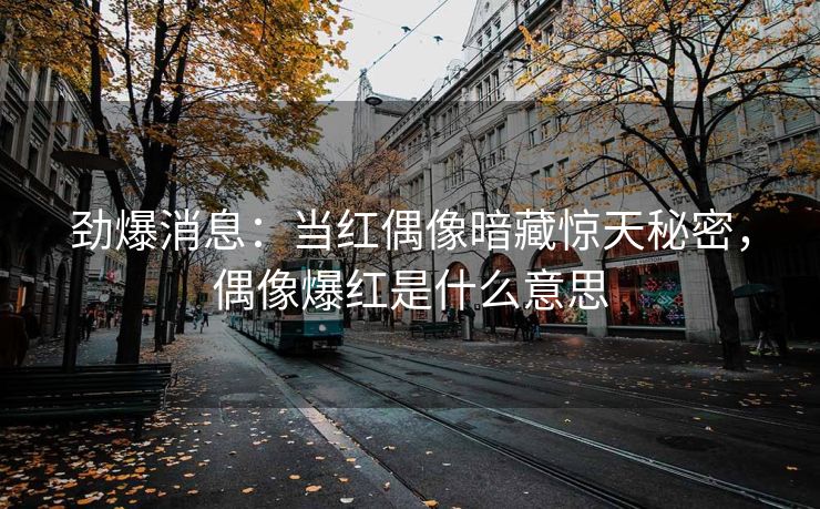 劲爆消息：当红偶像暗藏惊天秘密，偶像爆红是什么意思